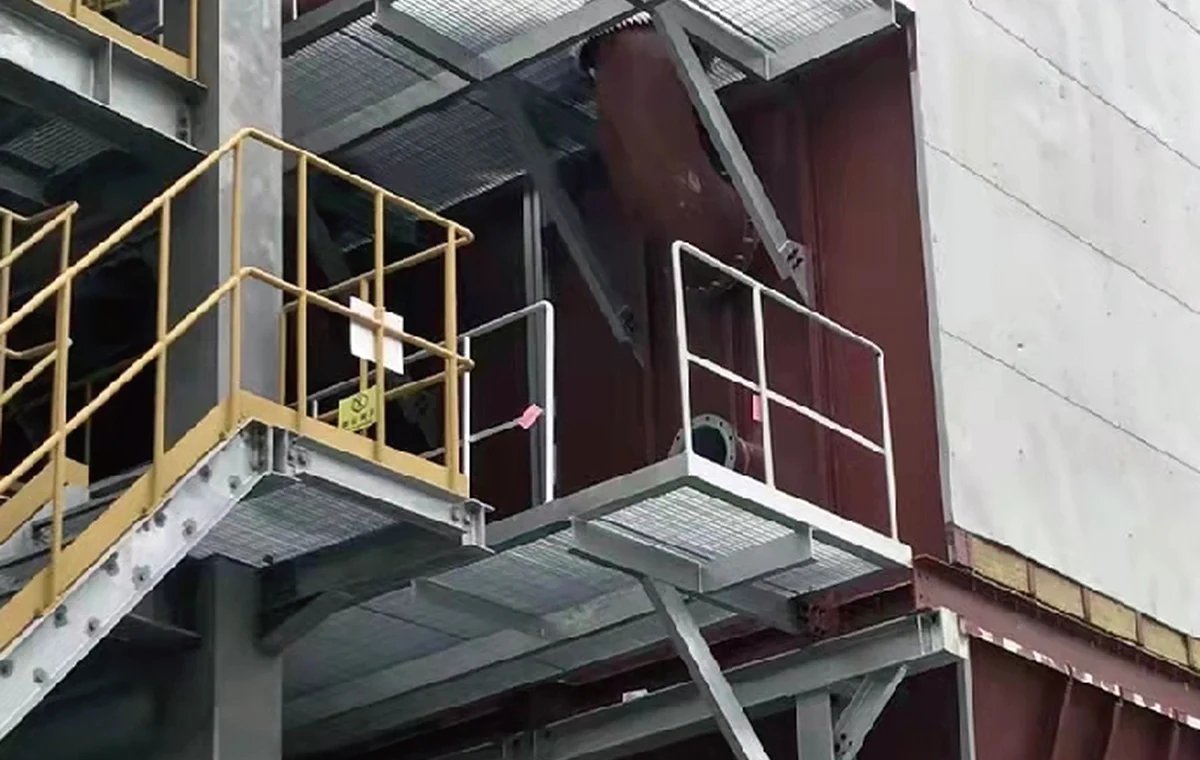 Industrial dust-extraction equipment at a cement production site